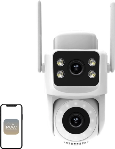 Caméra IP Wi‑Fi extérieure Moes avec double objectif 8 MP