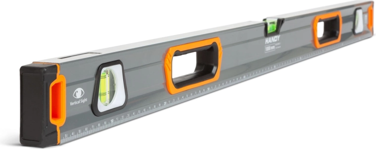 Magnetic aluminum spirit level with ruler and mirrored vial 1000 mm