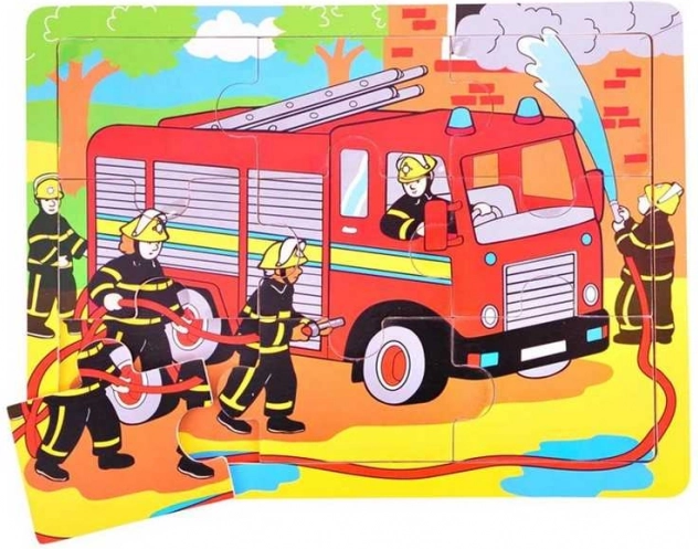 Puzzle en bois pompiers 9 pièces Bigjigs Toys