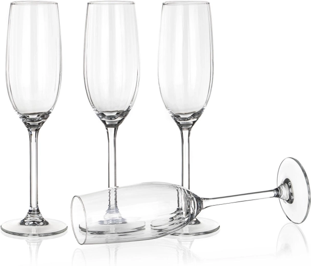ROYAL LEERDAM Plissé Sparkling Wine Glasses 210 ml, set of 4