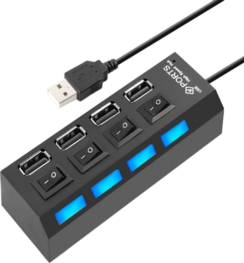 AK228A 4xUSB HUB ACTIEF MET SCHAKELAARS