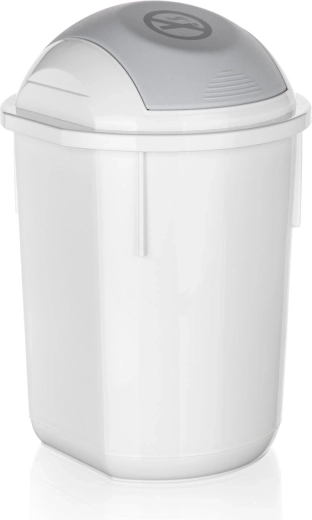Plastic afvalbak met kiepdeksel 8 l – wit