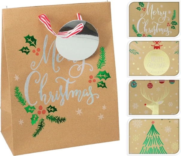 Geschenktasche Weihnachten M 23 × 18 × 10 cm, Mix aus Dekoren