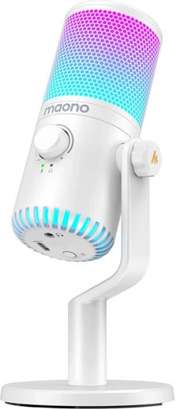 gaming microphone maono dm30 rgb – white usb microphone with rgb lighting