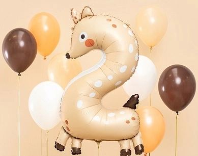 Foil birthday balloon number 2 with deer motif