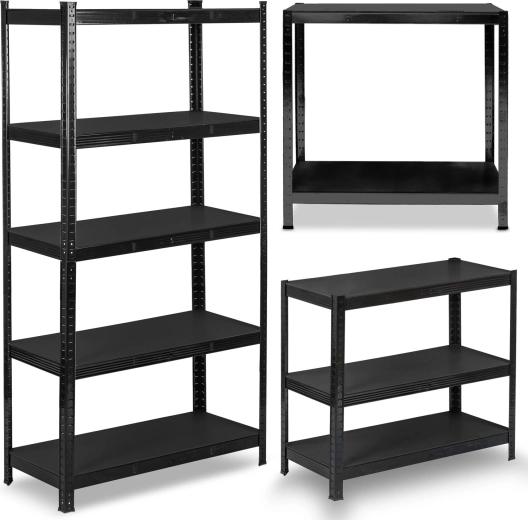 Metal storage shelving unit 180 × 90 × 40 cm black Humbers