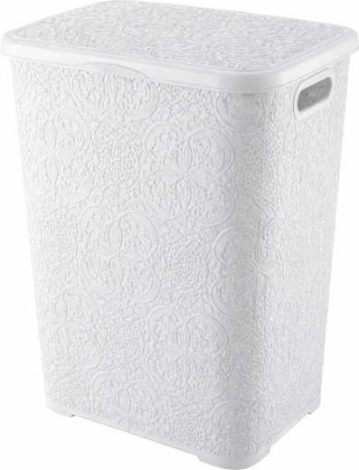 Laundry hamper 60 L, white plastic