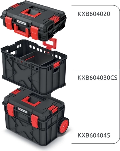 Set gereedschapskoffers en organizers X BLOCK PRO, 546 × 380 × 970 mm, zwart
