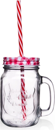 Mug en verre avec couvercle et paille 450 ml