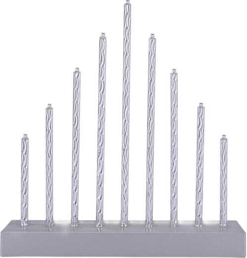 Christmas LED candle holder with 9 candles, silver