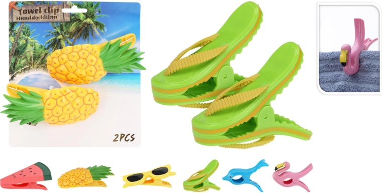 Clips voor strandhanddoek – mix van designs (2 stuks)
