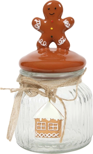 Bocal en verre pour biscuits Petit bonhomme en pain d’épices 11,4 × 15,5 cm