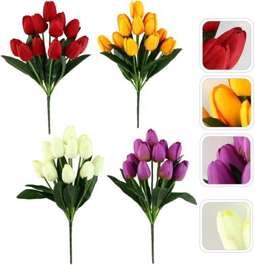 Artificial bouquet of 12 tulips, mixed colors, 43 cm