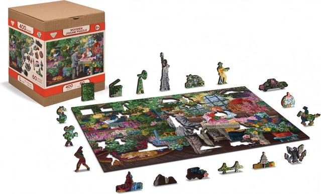 houten dubbelzijdige puzzel bloemisterij 2-in-1, 400 stukjes – WOODEN CITY