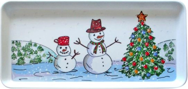 Serveerblad met sneeuwpop 35 × 16,5 cm