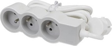 Extension Cable 3x2P+E 1.5m White/Grey