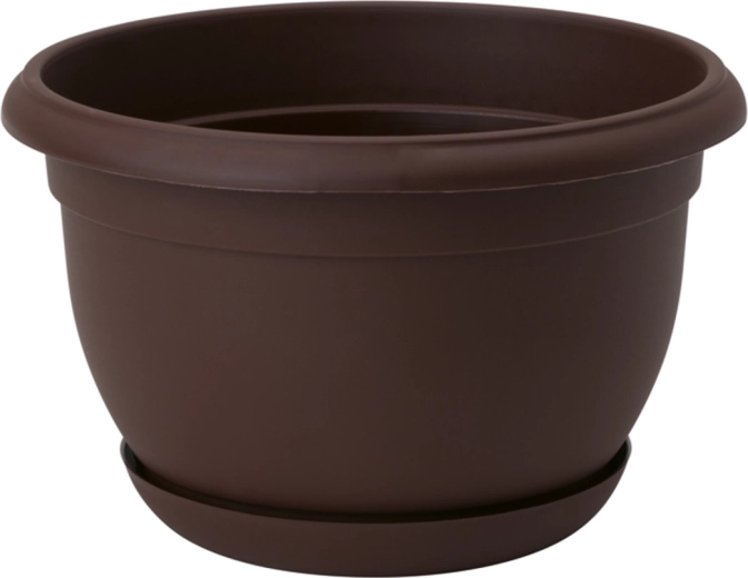 Pot de fleurs Malta 21 cm marron avec soucoupe intégrée