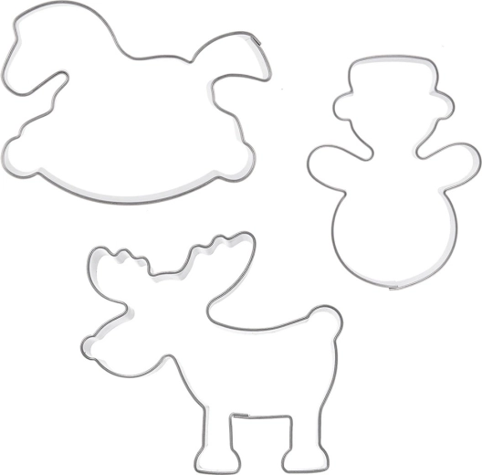 Set d’emporte-pièces en inox pour biscuits – bonhomme de neige, cheval à bascule et renne, 3 pcs