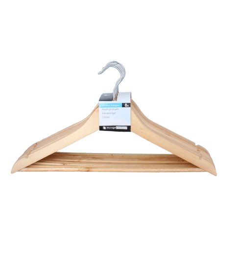 Set van 8 houten kleerhangers Storage Solutions, naturel bruin