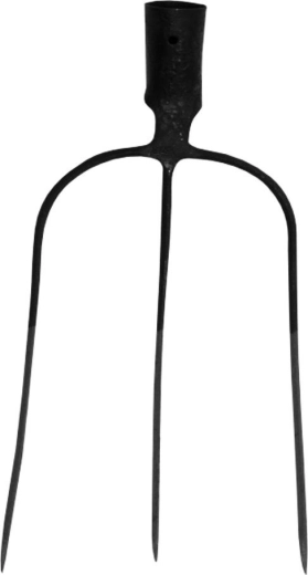 Geklonken vork met 3 tanden zonder steel