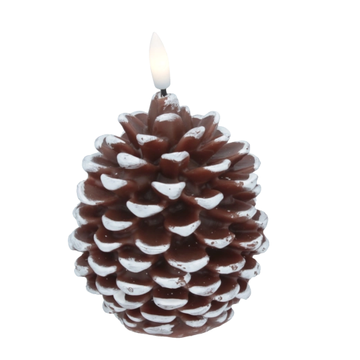 Bougie LED en forme de pomme de pin en vraie cire, blanc chaud - 1 pièce