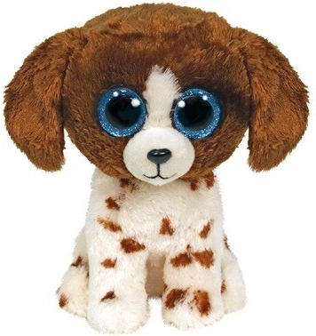Pluche Ty Beanie Boos hond Muddles, bruin-wit, 15 cm