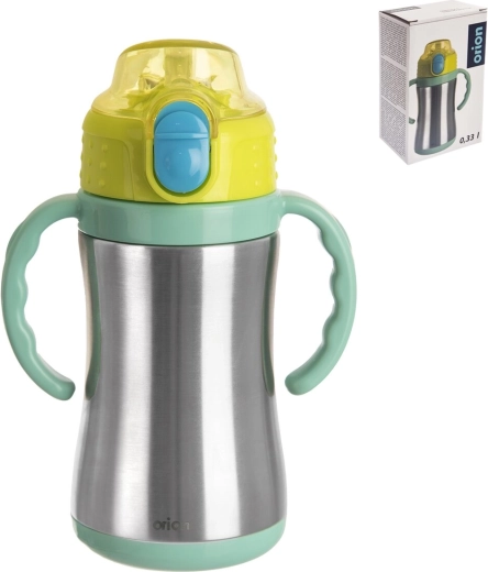 Stainless steel straw bottle 330 ml, green