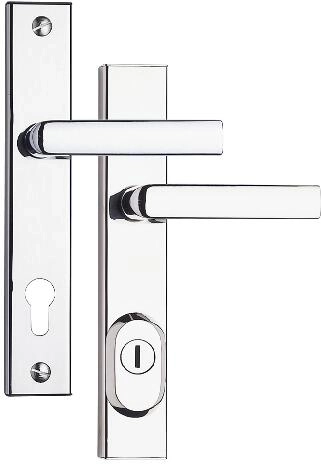 R4 security door hardware, 90 mm spacing, stainless chrome