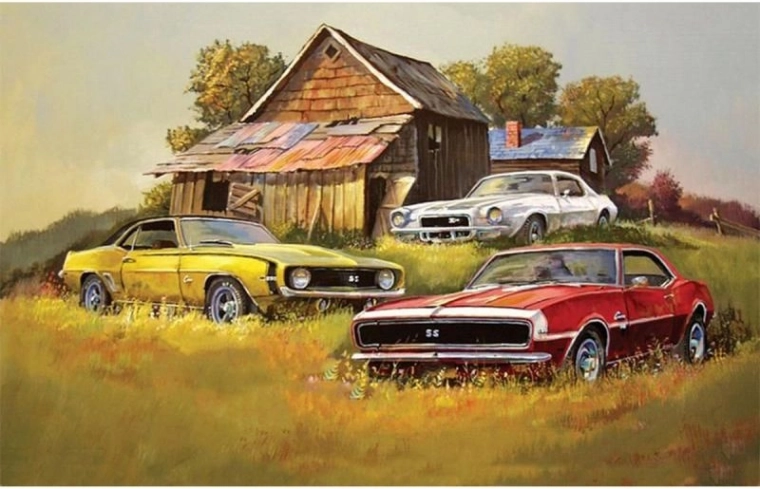 Diamantmozaïek Chevrolet Camaro SS – 3 klassiekers 40 × 30 cm - 1 stuk