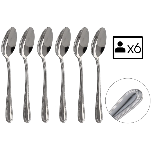 Set van 6 theelepels Natalia van roestvrij staal
