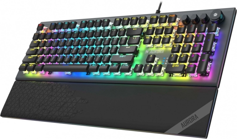 AURORA K-5 gaming keyboard with RGB backlight and red switches