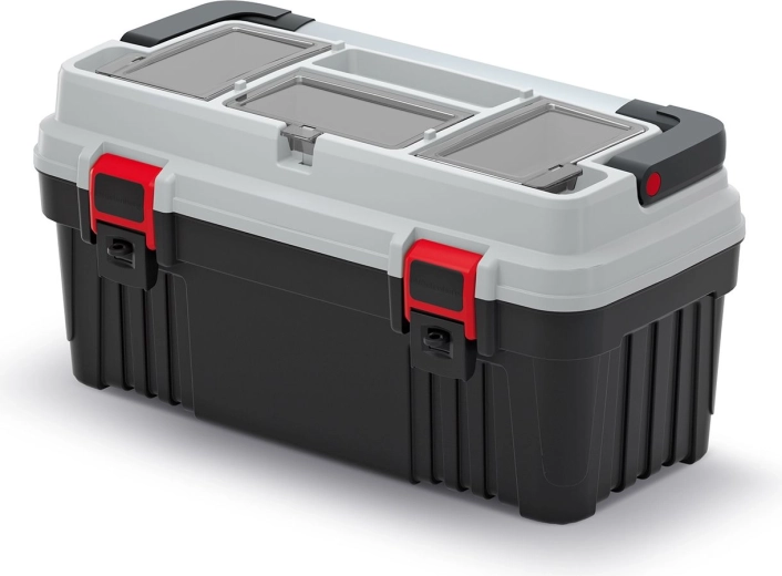 Plastic tool box with metal handle OPTIMA 54 cm, grey