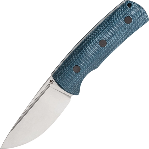 Petrified Fish Beluga outdoor knife 9.2 cm, satin, blue Micarta, Kydex sheath