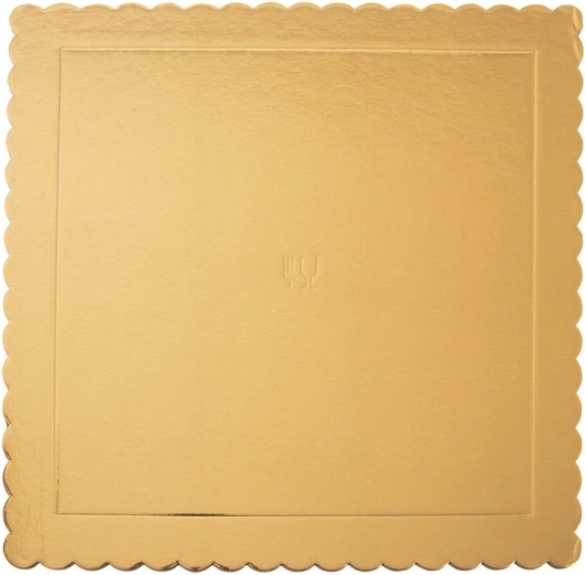 Sous-plat carré doré pour gâteau 34 × 34 cm