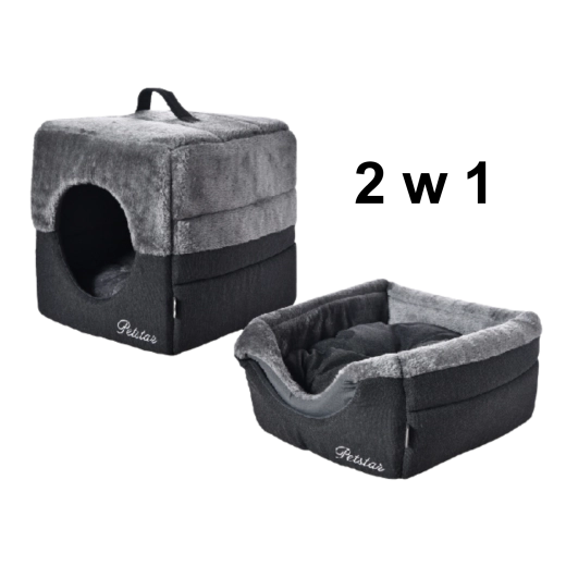 2-in-1-Haustierbett schwarz-grau 40 × 40 × 40 cm