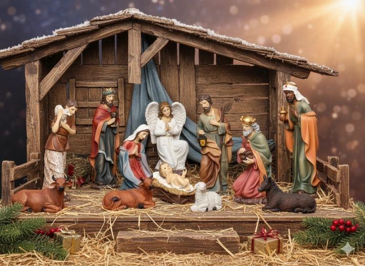 Ensemble de figurines de crèche de Noël 11 pcs, 45 cm