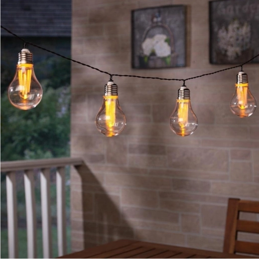 Solar garden garland 3.8 m, 10 warm white LEDs, large bulbs