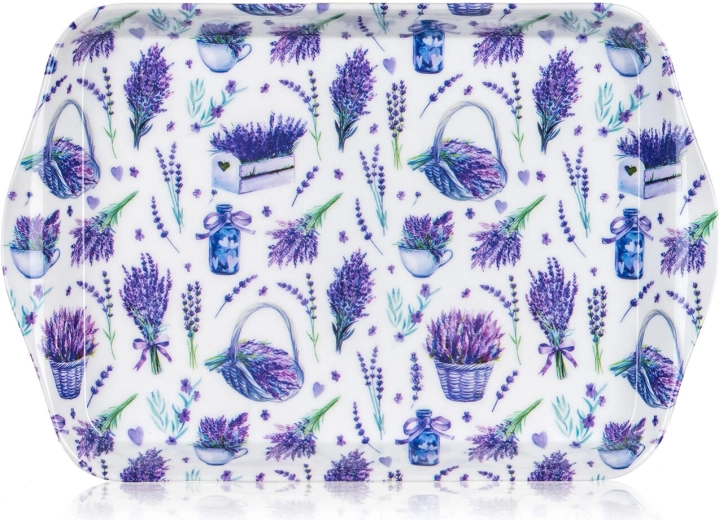 plateau en mélamine motif lavande 21 × 14 cm