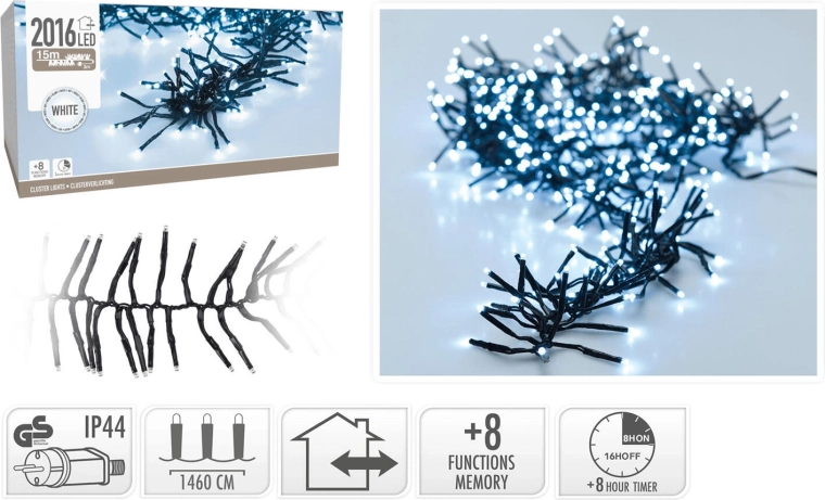 Éclairage LED de Noël 15 m 2016 LED blanc froid avec minuteur