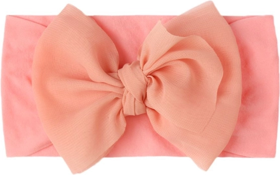 Children's headband with bow - pink, wide