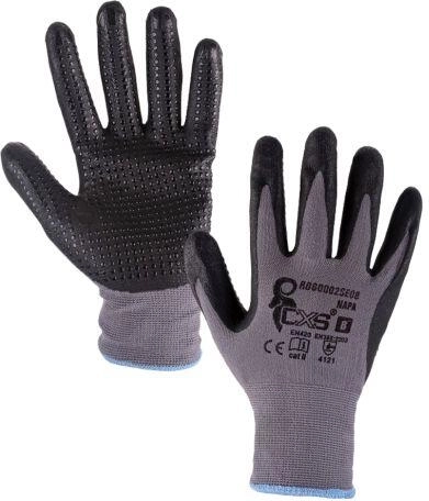 Gants de travail en nylon avec mousse nitrile, gris‑noir, taille 8
