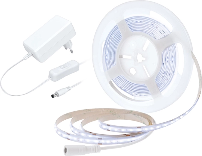 Solight LED COB-strip met adapter en schakelaar 5 m 8 W/m koud wit