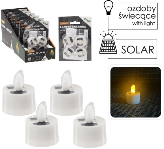Set of Solar LED Tealight Lamps, 4 pcs