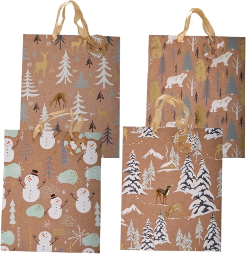 Sac cadeau de Noël avec gaufrage 26 × 10 × 32 cm (motifs assortis)