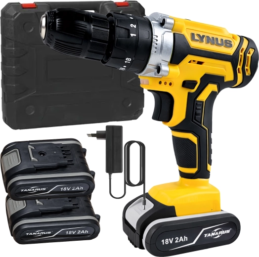 Perceuse-visseuse sans fil 18 V avec LED, coffret et 2× batteries 2 Ah