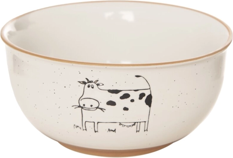 Ceramic Farm Bowl with Cow Motif 13.5 cm