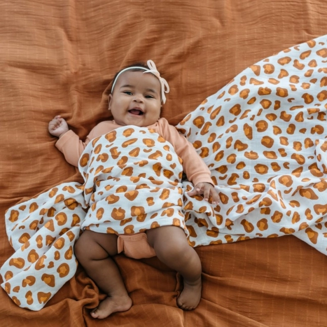 Tommy Lise Baumwoll-Musselintuch Weißer Leopard 120 × 120 cm