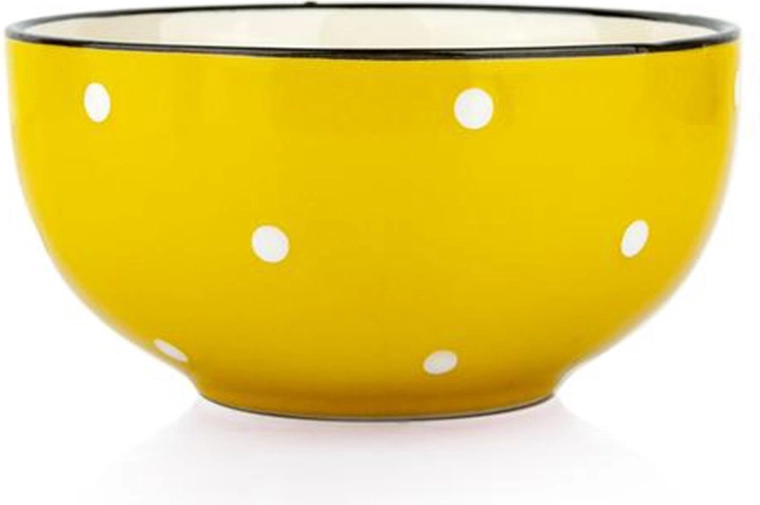 Bol en céramique jaune à pois blancs 490 ml, 13 cm