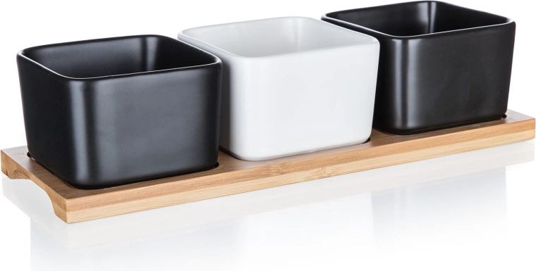 Set van porseleinen schaaltjes op bamboe dienblad BRILLANTE