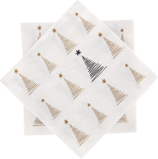 Papieren feestservetten met boommotief, 3-laags, 33 × 33 cm, 20 stuks